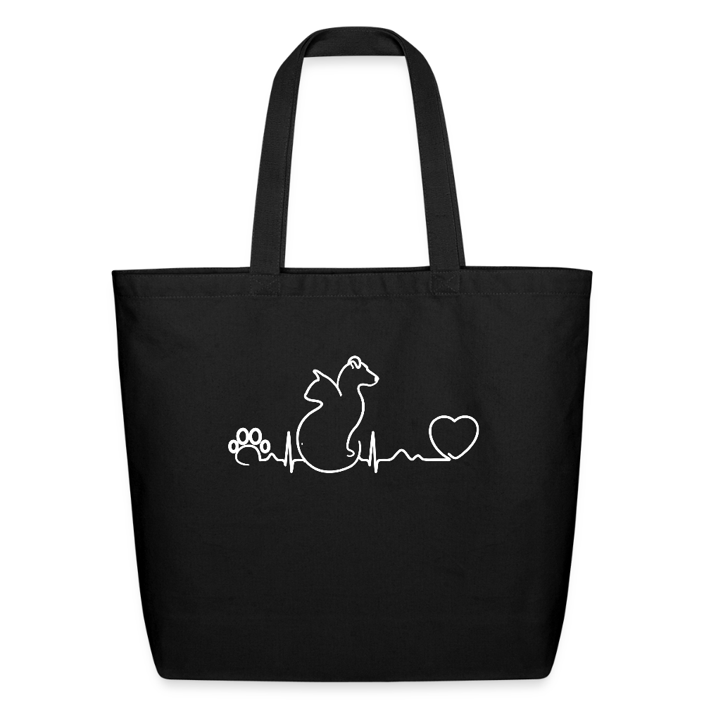 Eco-Friendly Cotton Tote Bag with Cat and Dog Pulse Print