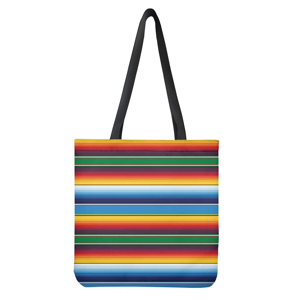 Tribal Mexican Blanket Stripe Print Tote Bag - Polyester Double-Sided Print