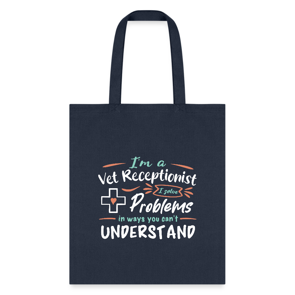Vet Receptionist I Solve Problems Cotton Tote Bag - Veterinary Medicine Design