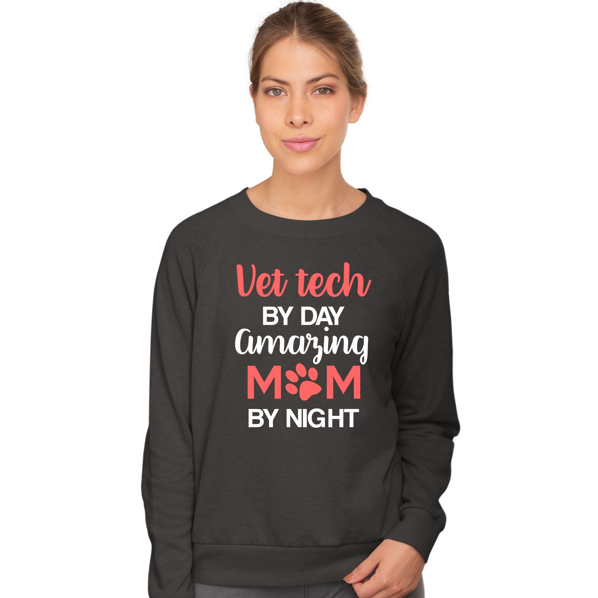 Vet Tech by day amazing Mom by night Crewneck Sweatshirt